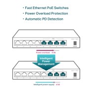 TL-SF1008LP 8 Port 10/100Mbps Masaüstü Switch 4 Port PoE+