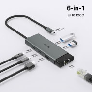 UH6120C USB Tip-C 6'lı hub 4K HDMI ve 100W PD şarj ile