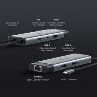 UH6120C USB Tip-C 6'lı hub 4K HDMI ve 100W PD şarj ile
