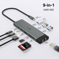 UH9120C USB Tip-C 9'lu hub 100W PD ve 4K HDMI ile