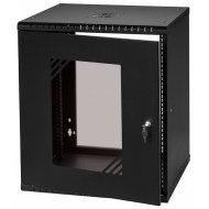 CM19-12U-450B siyah kabinetinin sol yan görünüm ve montaj noktaları