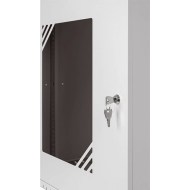 CM19-12U-450G 450mm gri kabinet kapı ve bağlantı portları görünümü