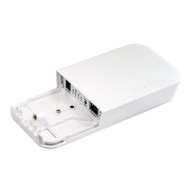 Mikrotik wAP ac RBwAPG-5HacD2HnD yan açı görünümü beyaz cihaz